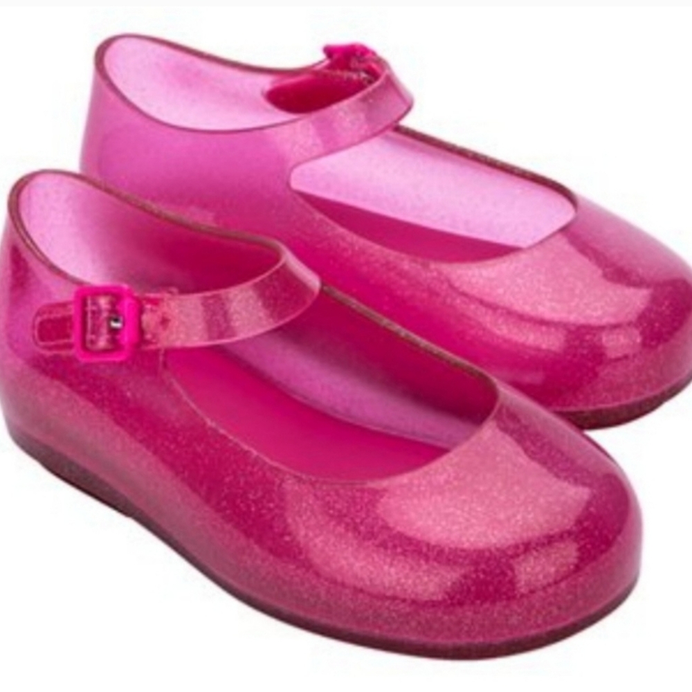 NWT Mini Melissa Jelly Mary Jane style shoes pinks glitter